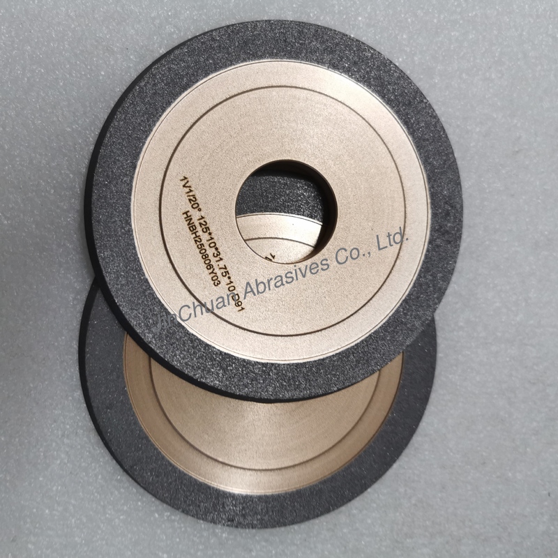 Resin And Metal Hybrid Bond Hybrid 1V1/20° 125*10*31.75*10mm D91 Diamond Grinding Wheel  Higher Efficiency, Longer Life And Shape Retention