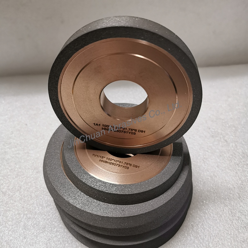 Resin And Metal Hybrid Bond Hybrid 1V1/15° 100*10*31.75*6mm D91 Diamond Grinding Wheel For Machining Carbide Tools And High-Speed Steel Tools