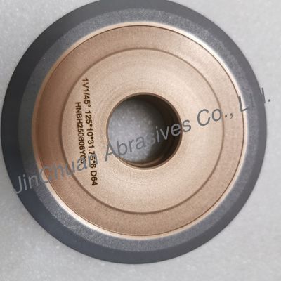 Resin And Metal Hybrid Bond  Diamond Grinding Wheel 1V1/45° 125*10*31.75*6 Mm D64